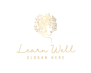 Gold Wellness Flower Woman logo design