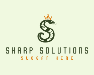 Crown Snake Letter S logo design