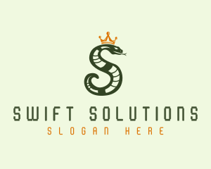 Crown Snake Letter S logo design