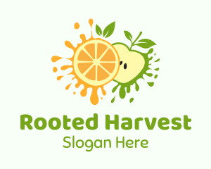 Orange & Apple Fruit logo design