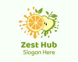 Orange & Apple Fruit logo