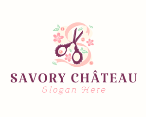 Scissors Craft Flowers logo design