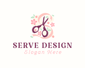 Scissors Craft Flowers logo design