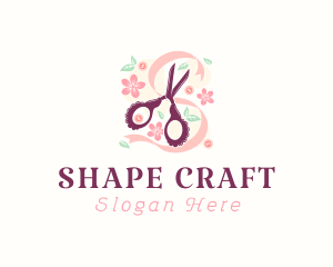 Scissors Craft Flowers logo design