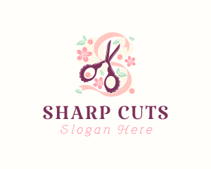 Scissors Craft Flowers logo design