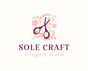 Scissors Craft Flowers logo design