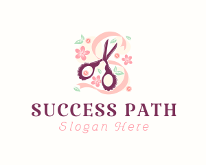 Scissors Craft Flowers logo design