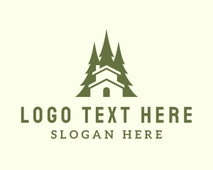 Lodge - Forest Tree Cabin logo design