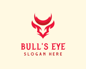 Flaming Bull Horns logo design