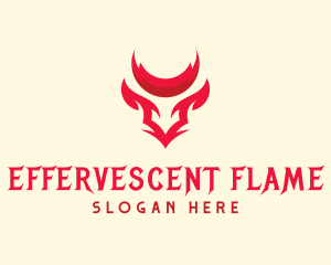 Flaming Bull Horns logo design