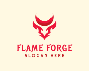 Flaming Bull Horns logo design