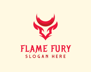 Flaming Bull Horns logo design