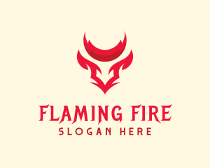 Flaming Bull Horns logo design