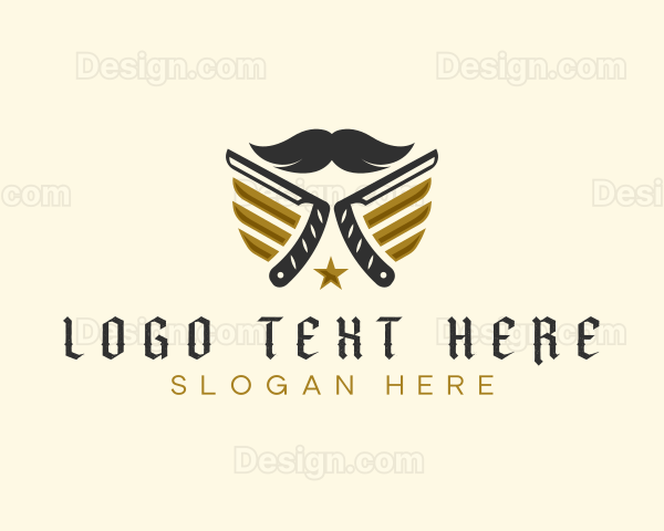 Mustache Razor Grooming Logo