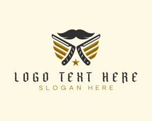 Mustache Razor Grooming Logo