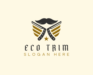 Mustache Razor Grooming logo design