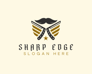 Mustache Razor Grooming logo design