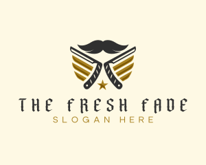 Mustache Razor Grooming logo design