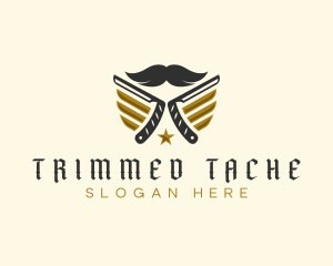 Mustache Razor Grooming logo design