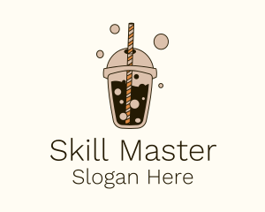 Brown Boba Milk Tea Logo