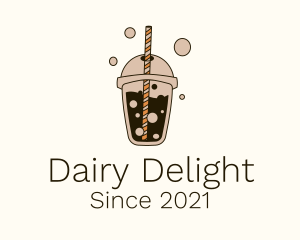 Brown Boba Milk Tea logo design