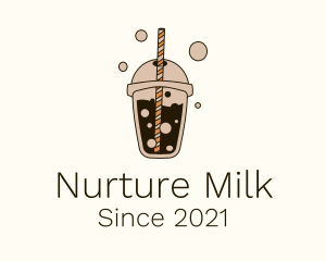 Brown Boba Milk Tea logo design