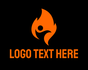 Gasoline - Fire Flame Person logo design