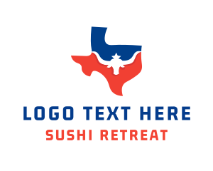 Texas Longhorn Map logo design