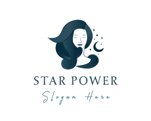 Woman Moon Star logo design