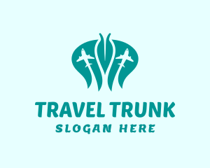 Leaf Airplane Travel logo design