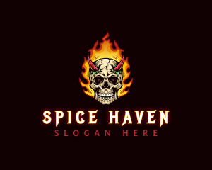 Flame Chili Skull Devil logo design