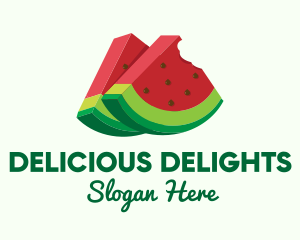 3D Watermelon Slice logo design