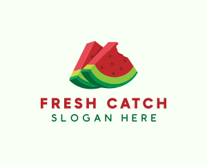 3D Watermelon Slice logo design