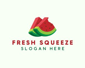 3D Watermelon Slice logo design