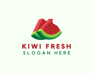 3D Watermelon Slice logo design