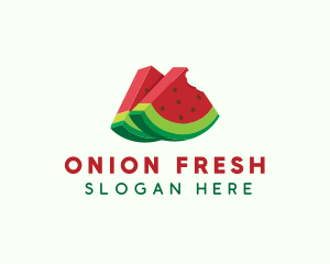 3D Watermelon Slice logo design