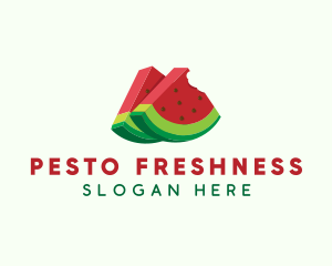 3D Watermelon Slice logo design