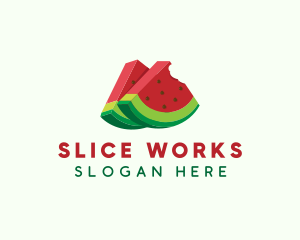 3D Watermelon Slice logo design