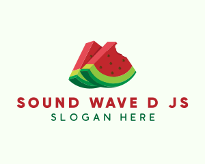 3D Watermelon Slice logo design