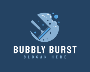 Blue Bubble Squeegee logo design