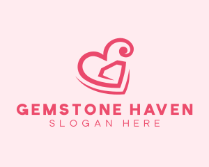 Heart Diamond Gem logo design