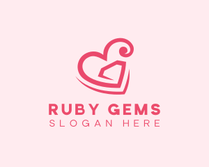 Heart Diamond Gem logo design