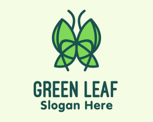 Green Leaf Butterfly logo design