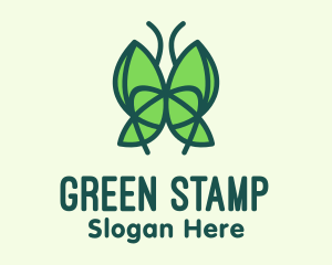 Green Leaf Butterfly logo design