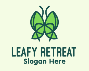 Green Leaf Butterfly logo design