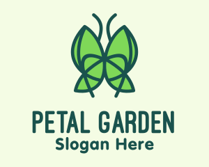 Green Leaf Butterfly logo design