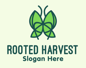 Green Leaf Butterfly logo design