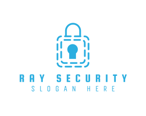 Blue Security Lock logo design