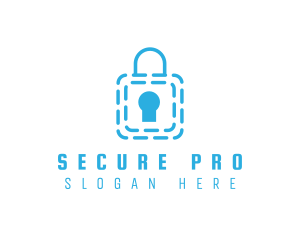 Blue Security Lock logo design