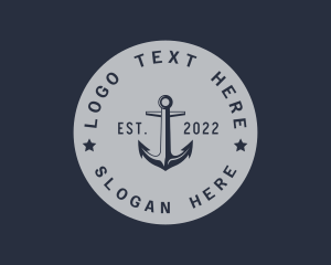 Hipster Anchor Emblem Logo